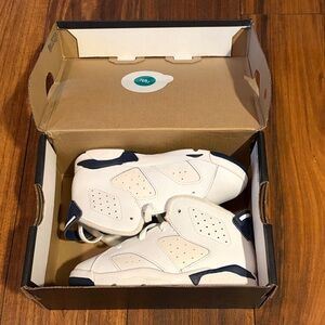 Jordan Kids White and Navy Sneakers